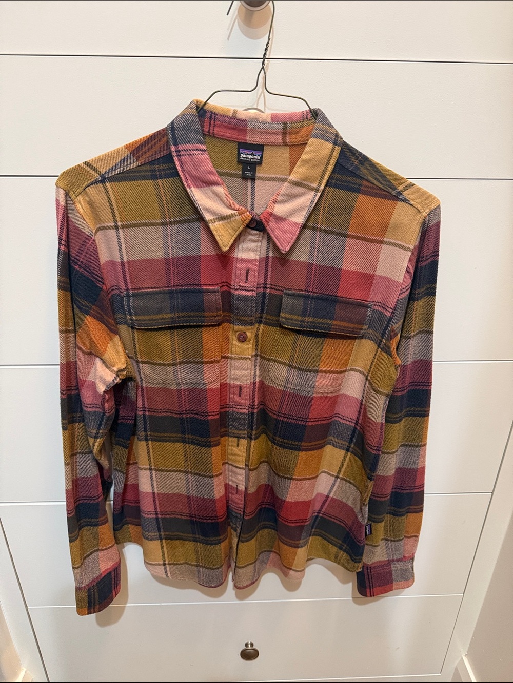 Patagonia flannel Plaid Button-Up Shirt in Mustard, Pink & Navy
